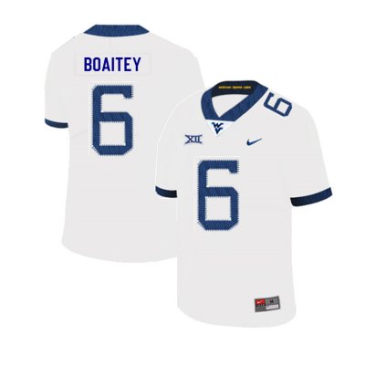 Men's West Virginia Mountaineers NCAA #6 Michael Boaitey White Authentic Nike 2019 Stitched College Football Jersey DA15G76NR